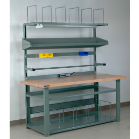 Adjustable Height Complete Packing Workbench, Butcher Block Square Edge, 60"W x 30"D, Blue