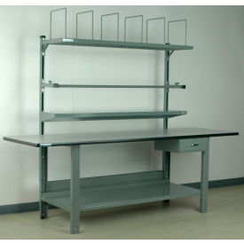 Adjustable Height Packing Workbench, Laminate T-Mold Edge, 96"W x 36"D, Gray