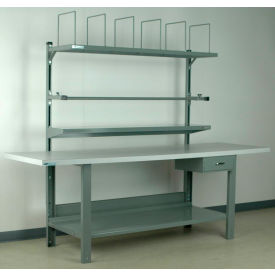 Adjustable Height Packing Workbench, Laminate Square Edge, 96"W x 36"D, Gray