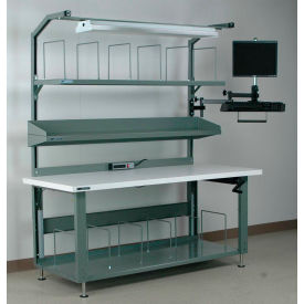 No. 3 Hydraulic Adjustable Height Packing Workbench, Laminate Square Edge, 72"W x 36"D, Gray