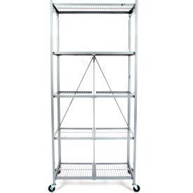 5 Shelf, Large Heavy Duty Steel Rack, 36"W x 21"D x 78"H, Platinum