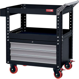 Steel Utility Cart, w/3 Lower Drawers, 800 lb. Cap, 34-3/8"W x 19-2/3"D x 34-2/3"H