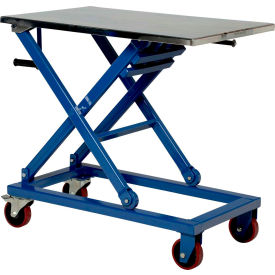 Mobile Hand Crank Mechanical Scissor Lift Table - 660 Lb. Capacity - 37 x 23 Platform