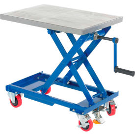 Mobile Hand Crank Mechanical Scissor Lift Table 330 Lb. Capacity - 27 x 17 Platform