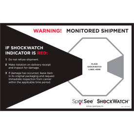 ShockWatch Companion Labels, 5-3/4"W x 8-3/4"L, Black/Red/White, 200/Roll