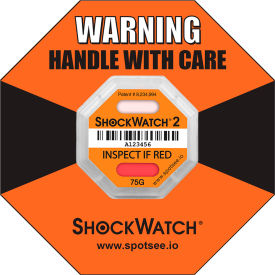 ShockWatch RFID Impact Indicators, 75G Range, Orange, 100/Box