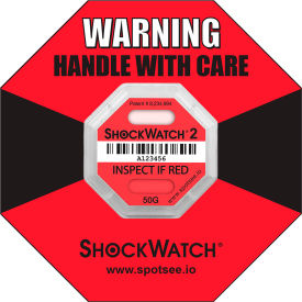 ShockWatch RFID Impact Indicators, 50G Range, Red, 100/Box