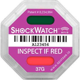 ShockWatch RFID Impact Indicators, 37G Range, Purple, 100/Box
