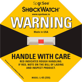 ShockWatch Impact Indicators, 25G Range, Yellow, 50/Box
