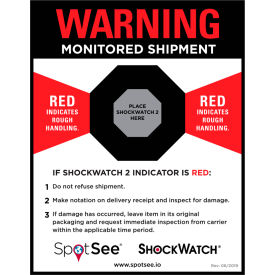 ShockWatch Companion Labels, 5-3/4"W x 4-1/2"L, Black/Red/White, 200/Roll