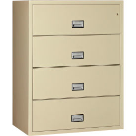 4 Drawer Lateral File Cabinet, Letter & Legal Size, 44"W x 23-5/8"D x 54-11/16"H, Putty