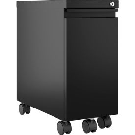 20" Deep Mobile Pedestal Slim Ped, Box/File with Hidden Drawer Front - Black