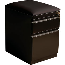 20" Deep Mobile Pedestal Box/File with Black Seat Cushion - Black