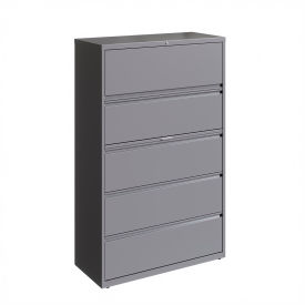 42"W 5 Drawer Lateral File Cabinet, Arctic Silver