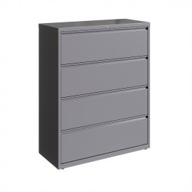 42"W 4 Drawer Lateral File Cabinet, Arctic Silver