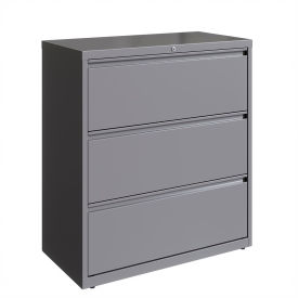 36"W 3 Drawer Lateral File Cabinet, Arctic Silver