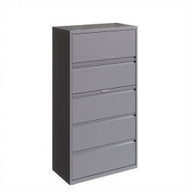 36"W 5 Drawer Lateral File Cabinet, Arctic Silver