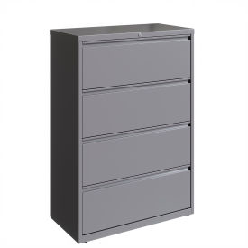 36"W 4 Drawer Lateral File Cabinet, Arctic Silver