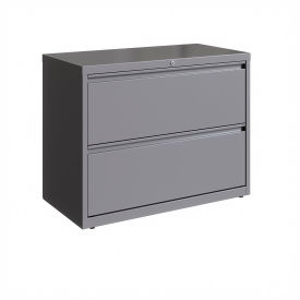 36"W 2 Drawer Lateral File Cabinet, Arctic Silver
