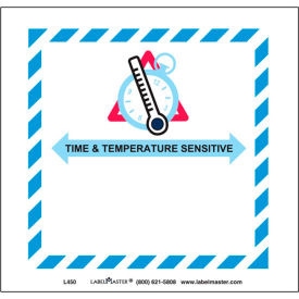 Labels w/ "Time & Temperature Sensitive" Print, 4-3/4"L x 5"W, White, Roll of 50