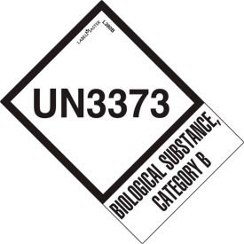 "UN3373 Biological Substance Category B" Labels, 2"L x 2-3/4"W, White, Roll of 500