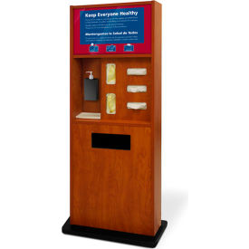 Preventionist Deluxe Six-In-One Infection Control Kiosk, Cherry