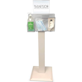 Health & Hygiene Station with Floor Stand and Removable Header, Cream