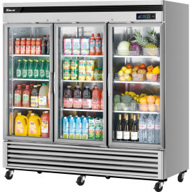 Glass Door Refrigerator, 3 Sections, 72 Cu. Ft. Steel
