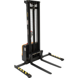 Fully Powered Double Mast Stacker with Adj. Forks and Straddle Legs - 2200 Lb. Capacity