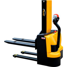 Fully Powered Narrow Mast Stacker with Fixed Forks and Straddle Legs - 3000 Lb. Capacity