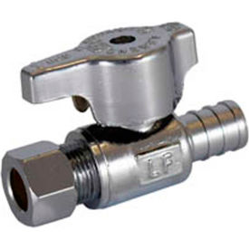 1/2 PEX x 3/8" OD T-596NL No Lead Chrome Brass Stop Valve