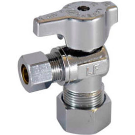 5/8"ODx3/8"OD No Lead Chrome Brass 1/4 Turn Angle Stop Valve - 114-604NL