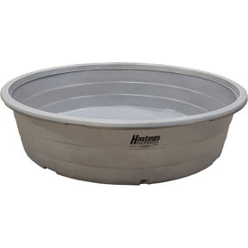 Poly Stock Tank Round 320 Gallon 74"L x 74"W x 24"H with Drain Plug - Gray