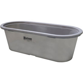 Poly Stock Tank Round-End 97 Gallon 53"L x 33"W x 24-1/2"H with Drain Plug - Gray