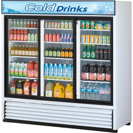 Merchandiser, Refrigerated, White, 3 Sliding Glass Doors, 69 Cu. Ft., 78"W