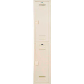 2-Tier 2 Door Lenox Plastic Locker, 12"W x 15"D x 72"H, Beige, Assembled