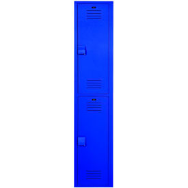 2-Tier 2 Door Lenox Plastic Locker, 12"W x 18"D x 72"H, Deep Blue, Assembled