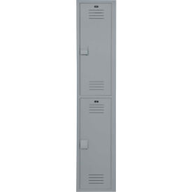 2-Tier 2 Door Lenox Plastic Locker, 12"W x 18"D x 72"H, Gray, Assembled