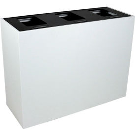 Summit HI Triple Recycling & Trash Can, 45 Gallon, White/Black