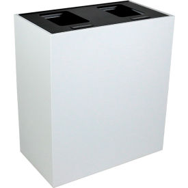 Summit HI Double Recycling & Trash Can, Cans & Bottles, 30 Gallon, White/Black