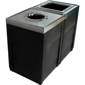 Evolve Double Cube Recycling & Trash Can, Cans & Bottles, 100 Gallon, Black
