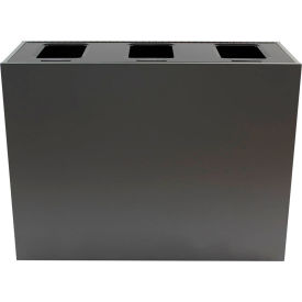 Triple Recycling & Trash Can, Mixed Recyclables/Compost/Waste, 45 Gal, Slate