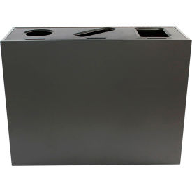 Aristata Triple Recycling & Trash Can, Cans & Bottles/Paper/Waste, 45 Gallon, Slate