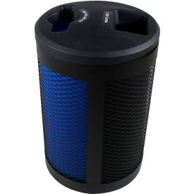 Outdoor Steel Mesh Recycling Can, 45 Gallon, Black/Blue
