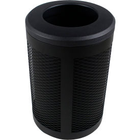 Outdoor Perforated Steel Trash Can With Liner, 45 Gallon, Black