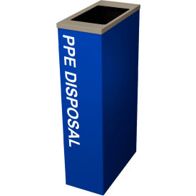 Spectrum Cube PPE Disposal Bin With Anti-Microbial Lid, 10 Gallon, Blue