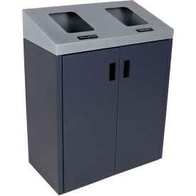 Summit SI Double Recycling & Trash Can, Cans & Bottles, 30 Gallon, Silver/Grey