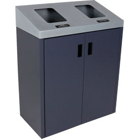Summit SI Double Recycling & Trash Can, Mixed Recyclables, 30 Gal, Silver/Grey