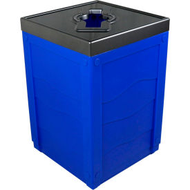 Evolve Cube Recycling Can, Multiple Recyclables, 50 Gallon, Blue