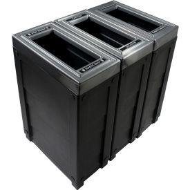Evolve Triple Recycling & Trash Can, 69 Gallon, Black